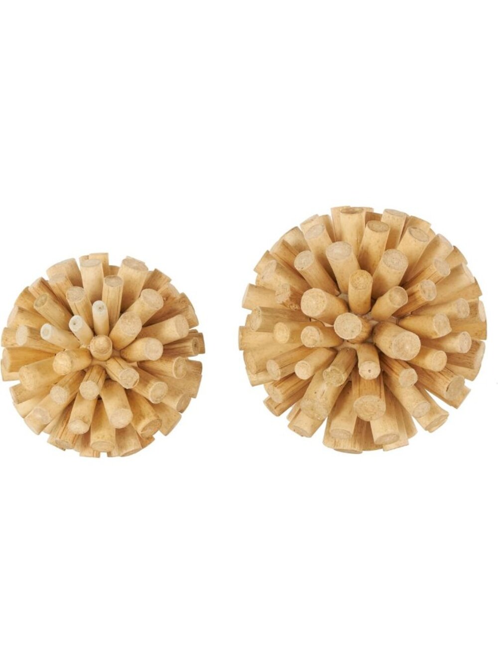Handmade Decorative Wood Orbs & Vase Filler Set of 2 - Rustic Tree Trunk Balls